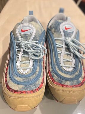 Nike Air Max 97 “Wild West”  washed denim, light beige suede, red bandana 12US